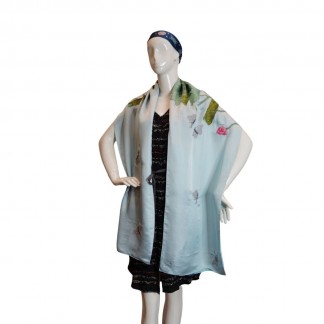 Khăn lụa 2 mặt thêu hoa sen 40*200 cm